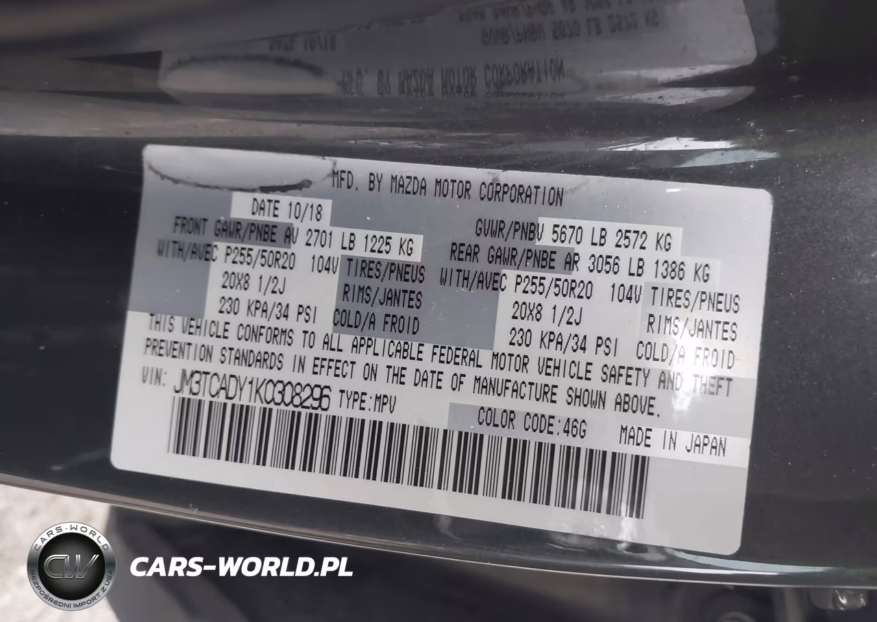 2019 Mazda Cx-9 Grand Touring VIN:JM3TCADY1K0308296 - 9