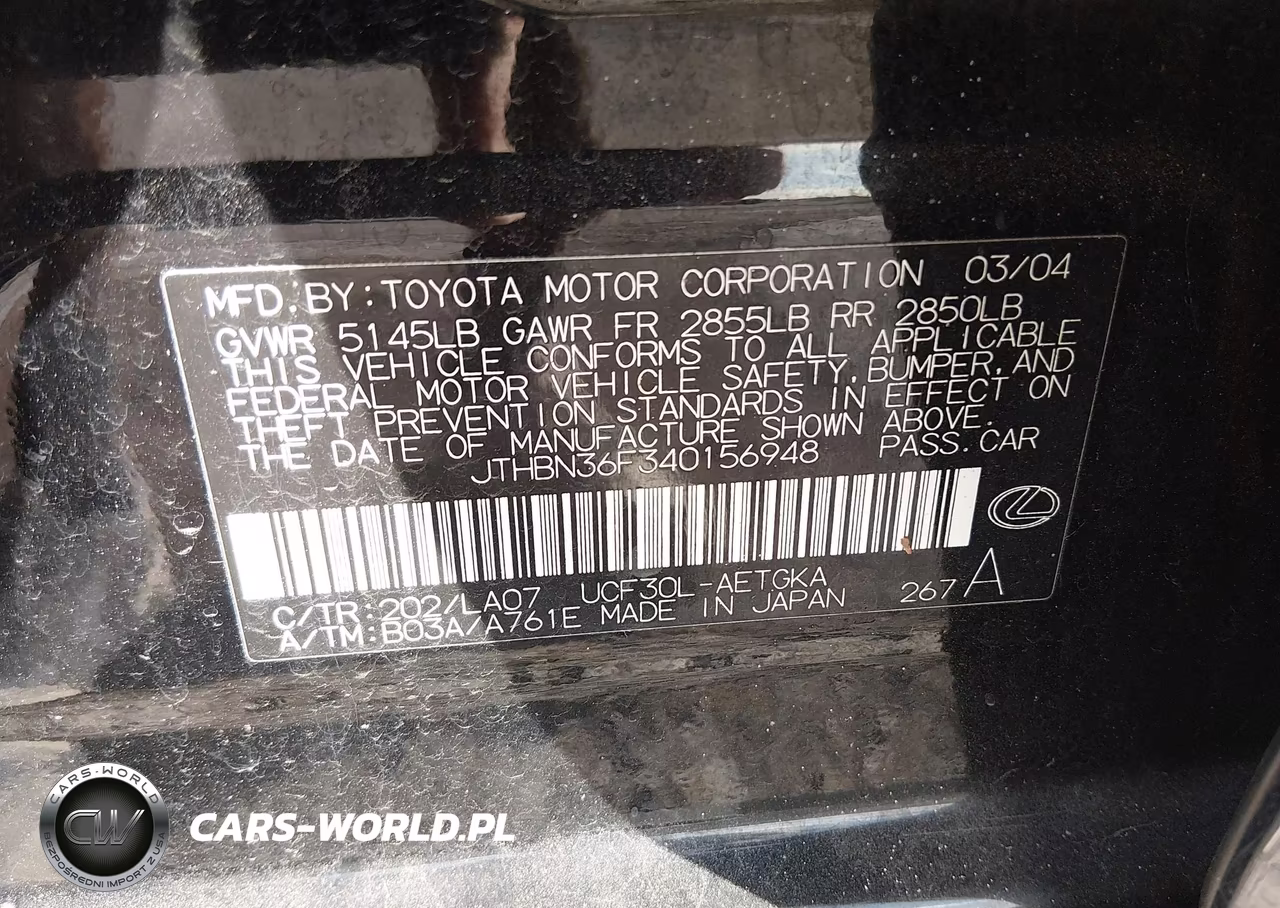 2004 Lexus Ls 430 VIN:JTHBN36F340156948 - 9
