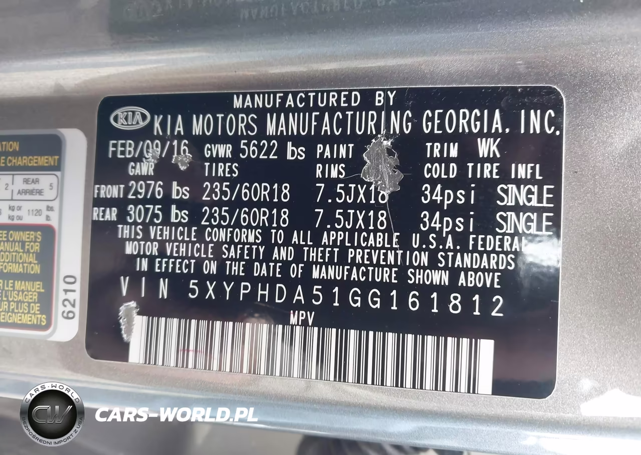 2016 Kia Sorento 3.3L Ex VIN:5XYPHDA51GG161812 - 9