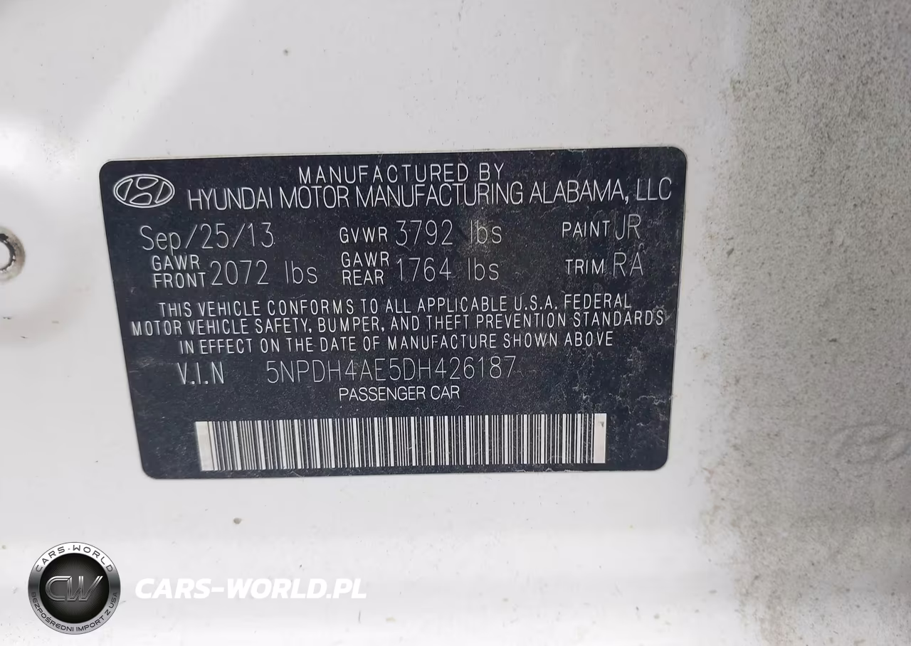 2013 Hyundai Elantra Gls VIN:5NPDH4AE5DH426187 - 9