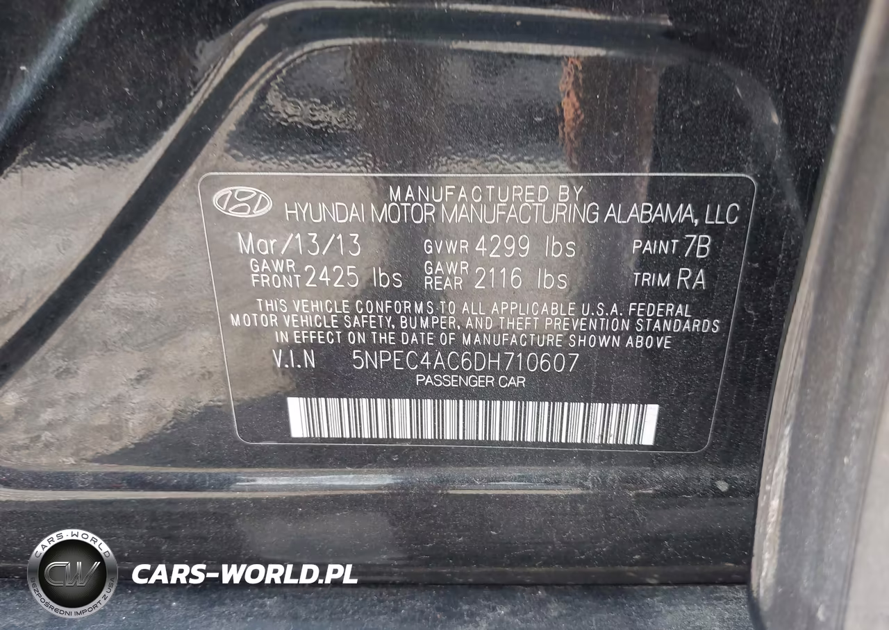 2013 Hyundai Sonata Limited VIN:5NPEC4AC6DH710607 - 9