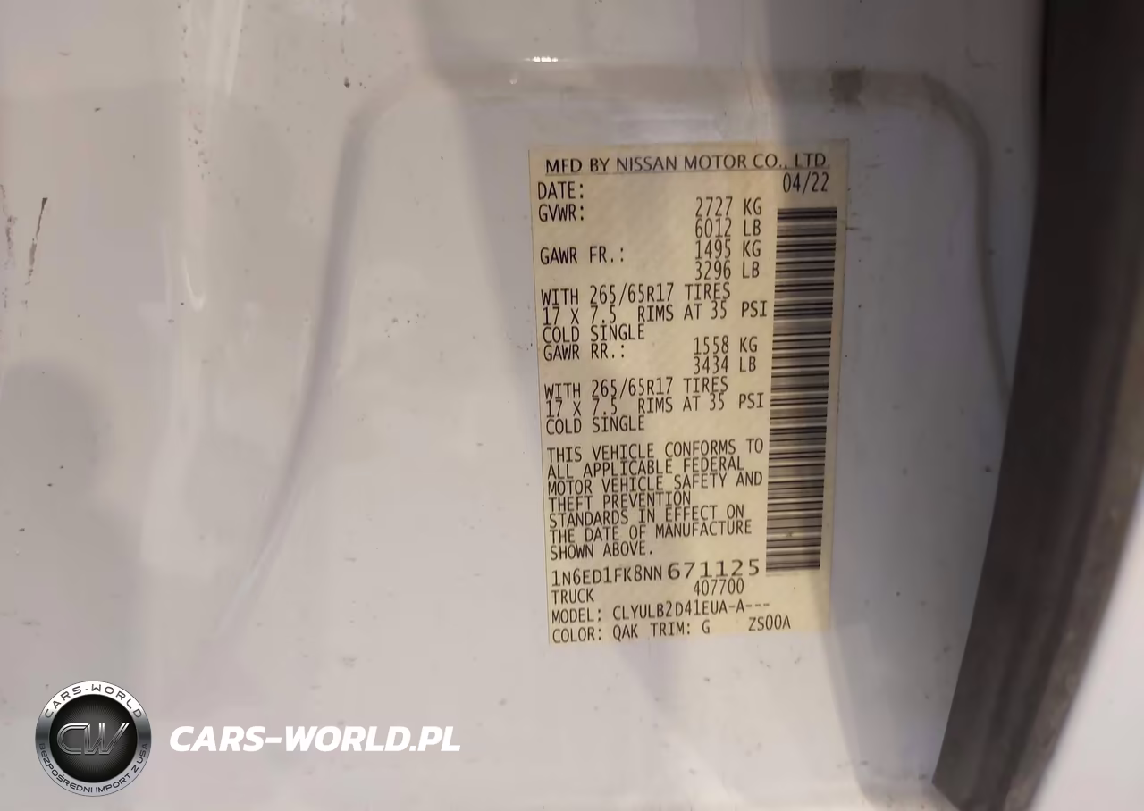2022 Nissan Frontier Long Bed Sv 4X4 VIN:1N6ED1FK8NN671125 - 9