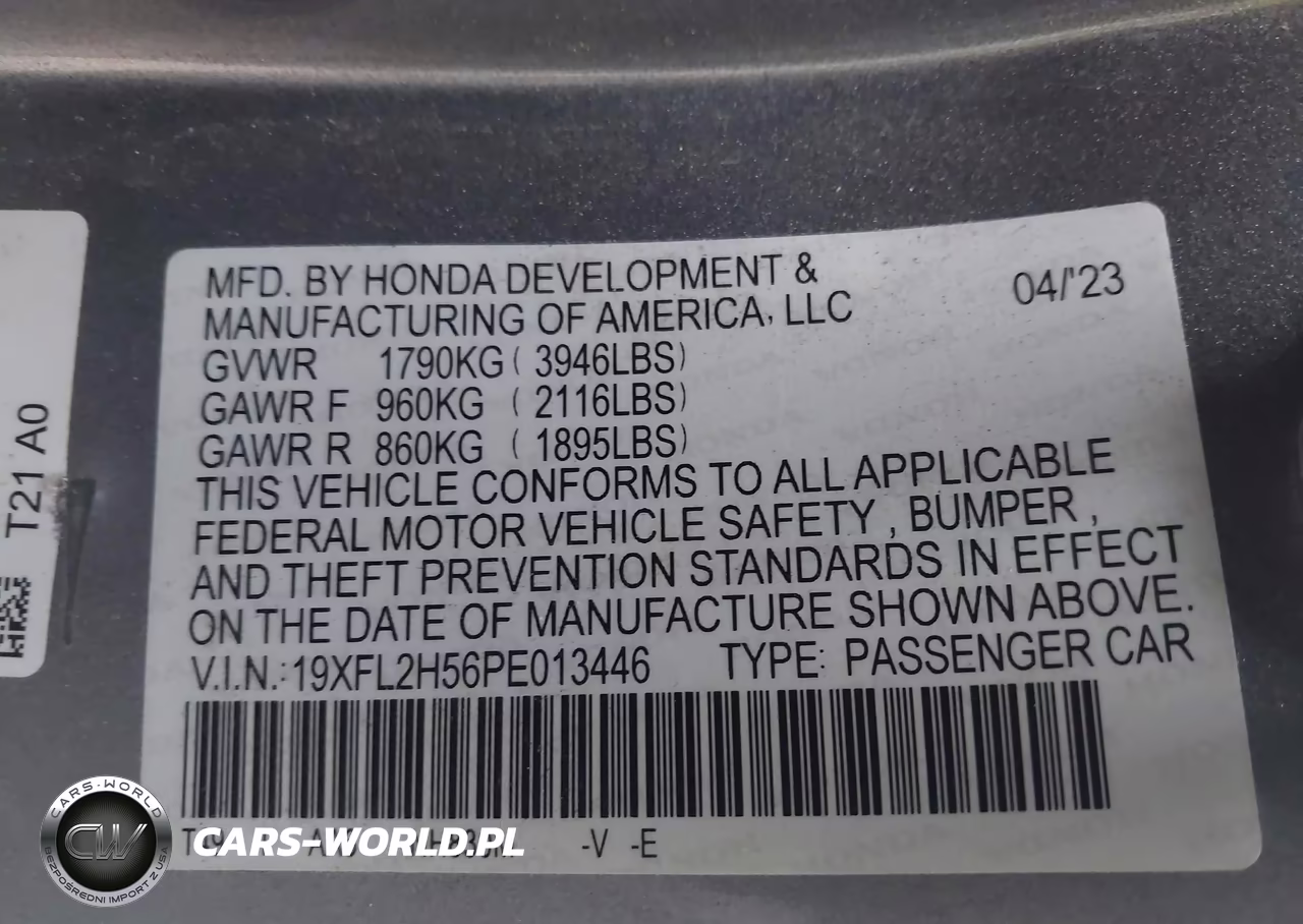 2023 Honda Civic Lx VIN:19XFL2H56PE013446 - 9