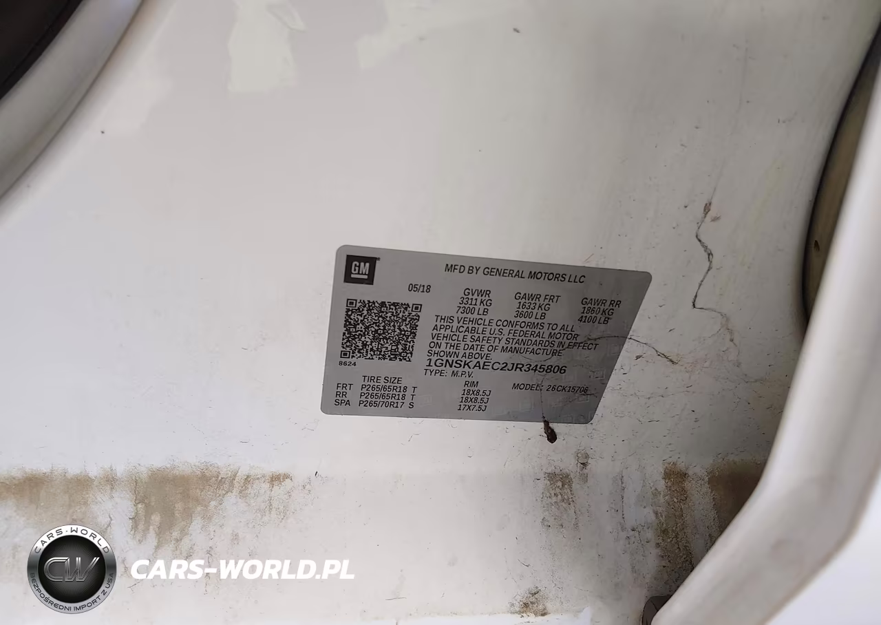 2018 Chevrolet Tahoe Ls VIN:1GNSKAEC2JR345806 - 9