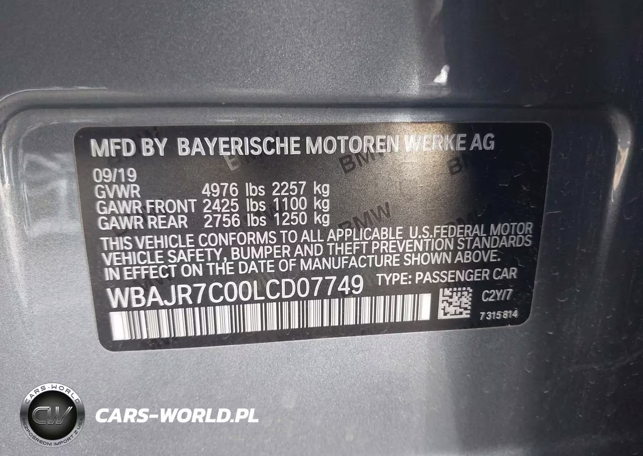 2020 BMW 530I xDrive VIN:WBAJR7C00LCD07749 - 9
