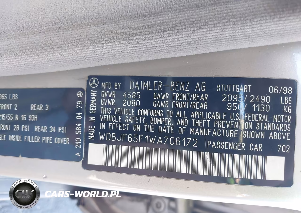 1998 Mercedes-Benz E 320 VIN:WDBJF65F1WA706172 - 9