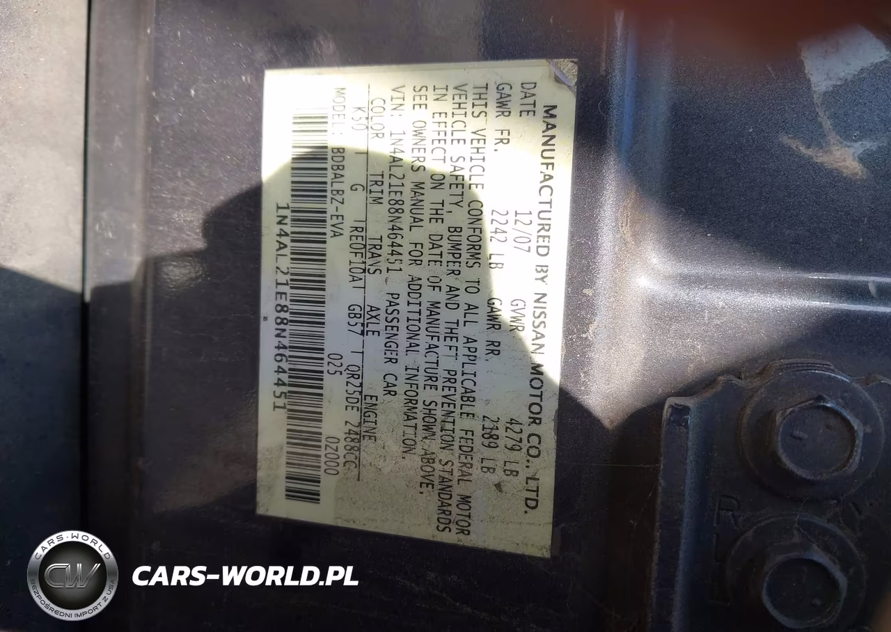 2008 Nissan Altima 2.5 Sl VIN:1N4AL21E88N464451 - 9