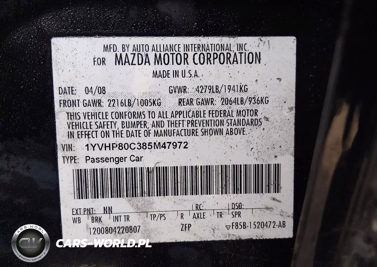 2008 MAZDA MAZDA6 I SPORT VE VIN:1YVHP80C385M47972 - 9