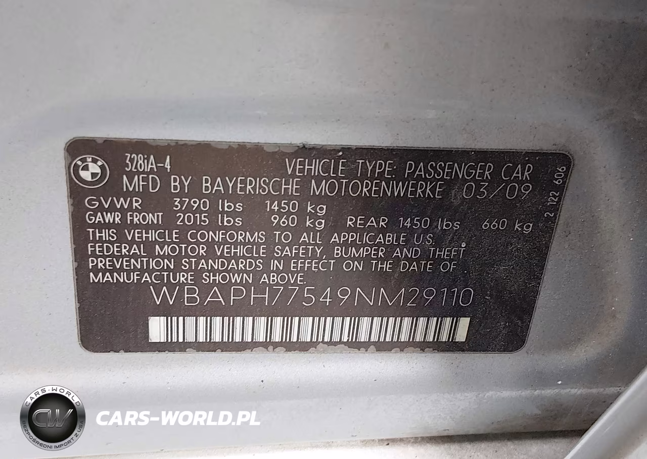 2009 BMW 328I VIN:WBAPH77549NM29110 - 9