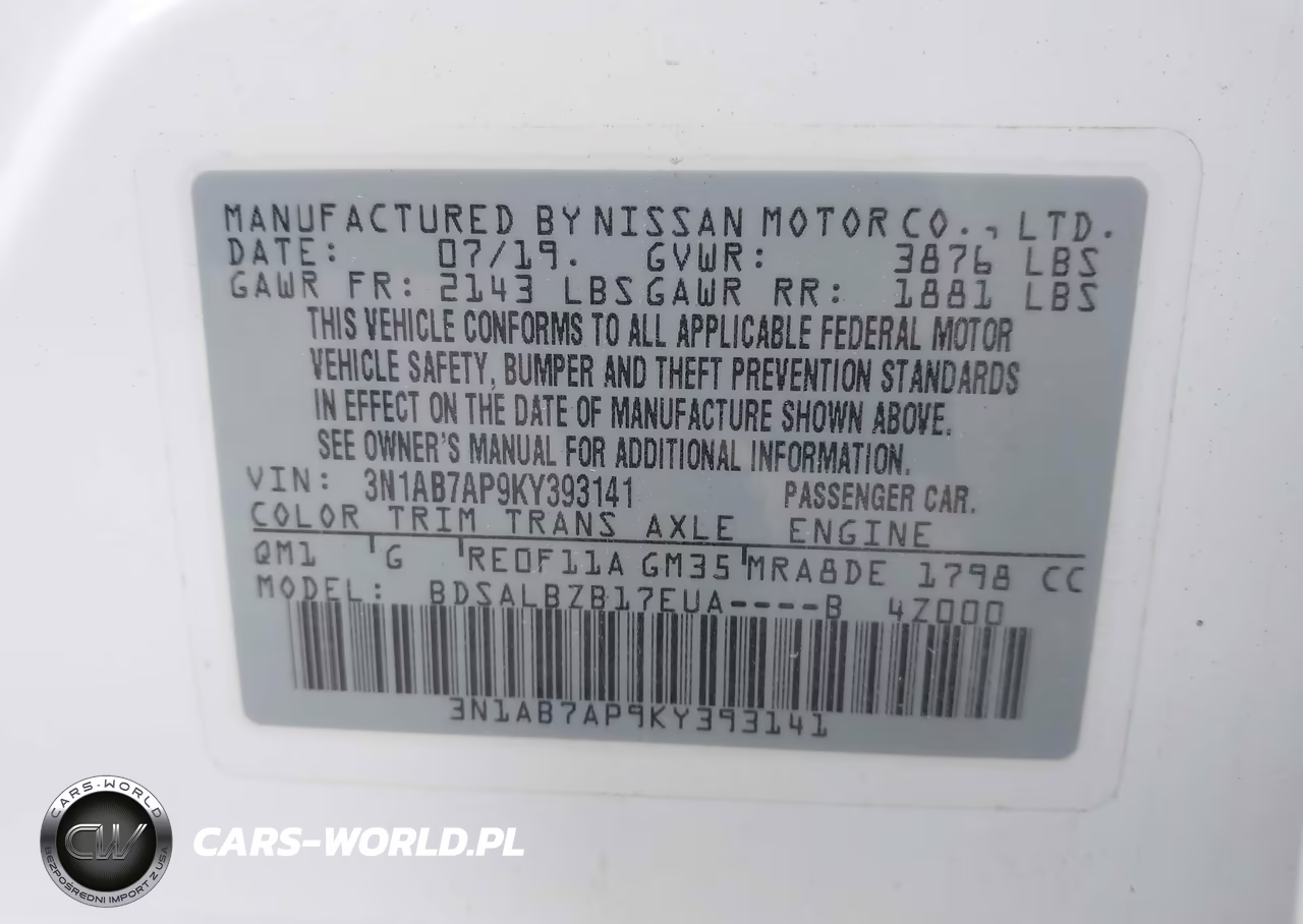 2019 Nissan Sentra S VIN:3N1AB7AP9KY393141 - 9