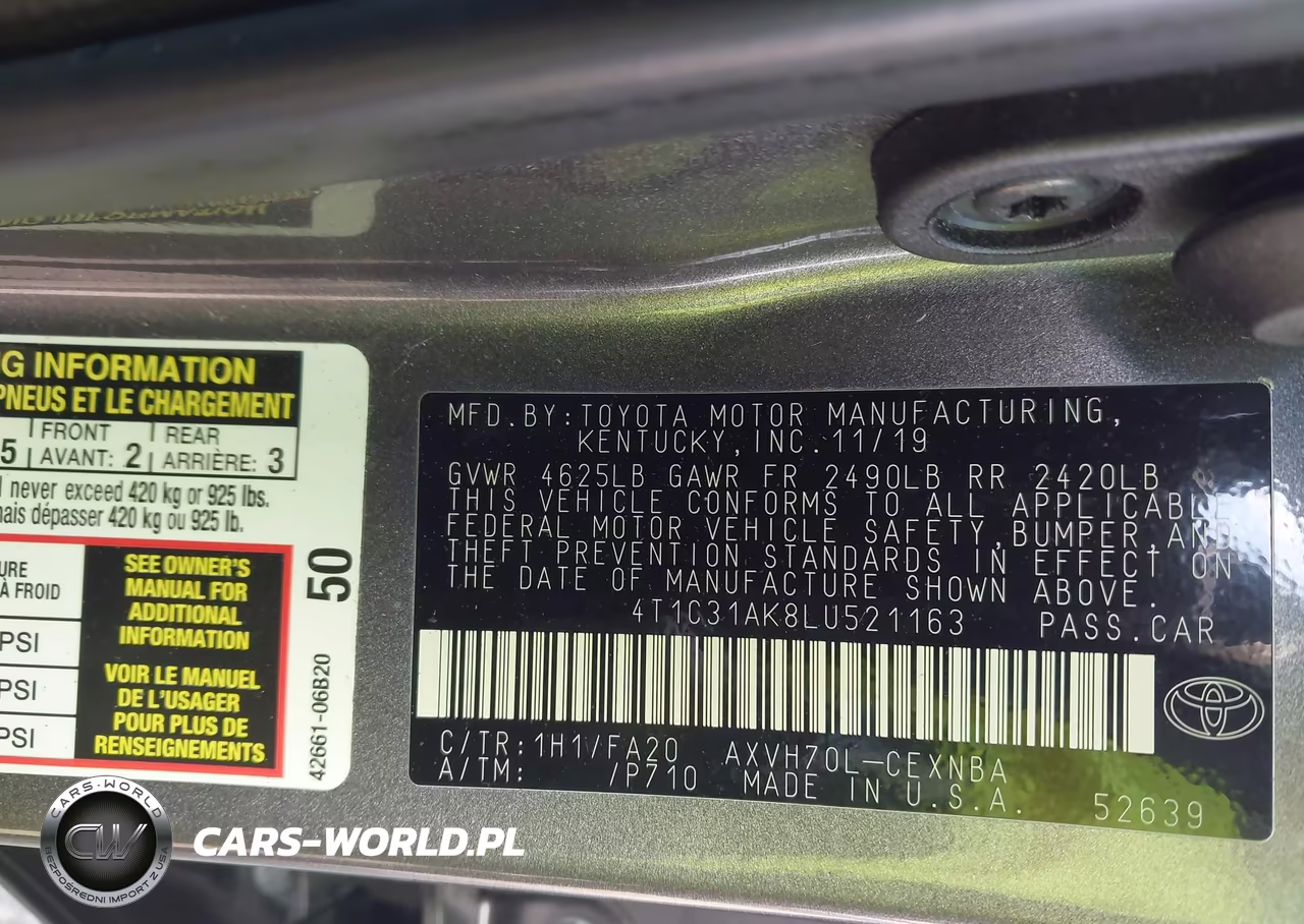 2020 Toyota Camry Le Hybrid VIN:4T1C31AK8LU521163 - 9