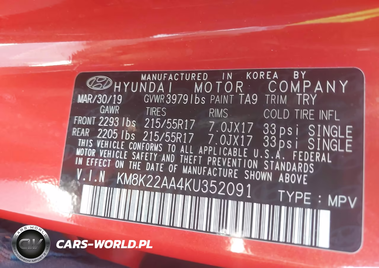 2019 Hyundai Kona Sel VIN:KM8K22AA4KU352091 - 9