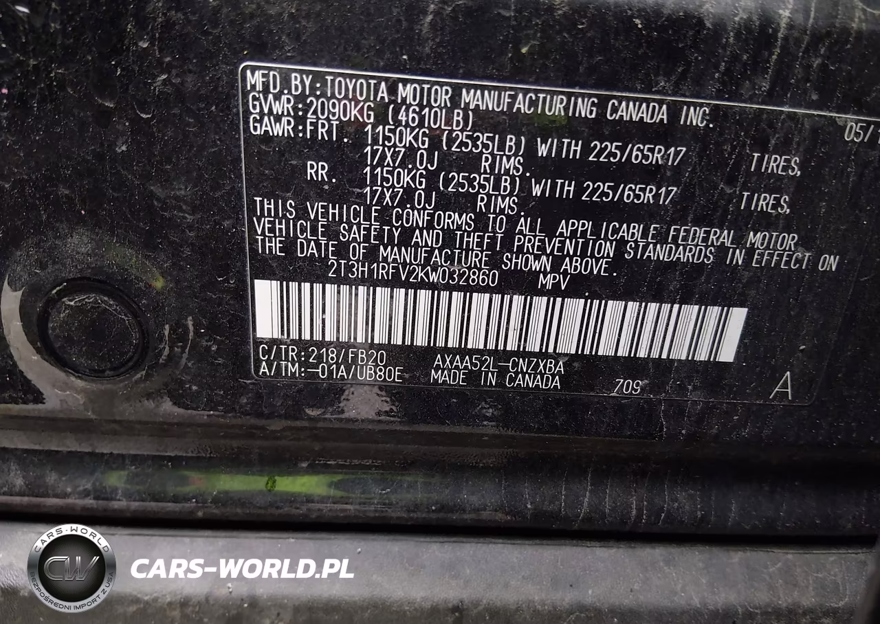 2019 Toyota Rav4 Le VIN:2T3H1RFV2KW032860 - 9