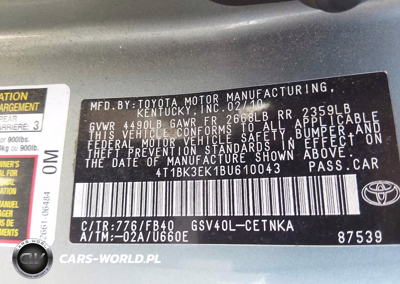 2011 Toyota Camry Le V6 VIN:4T1BK3EK1BU610043 - 9