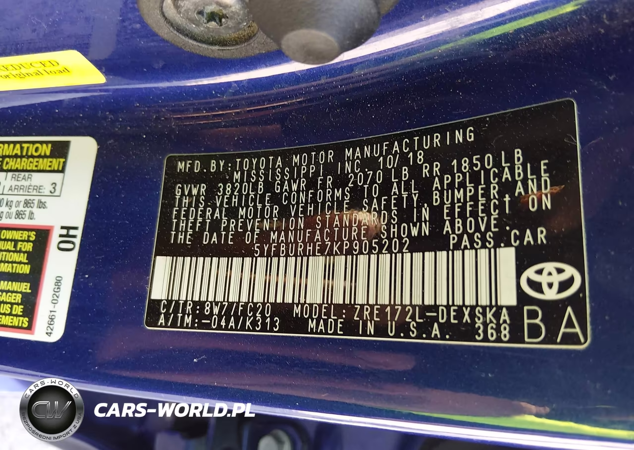 2019 Toyota Corolla Se VIN:5YFBURHE7KP905202 - 9