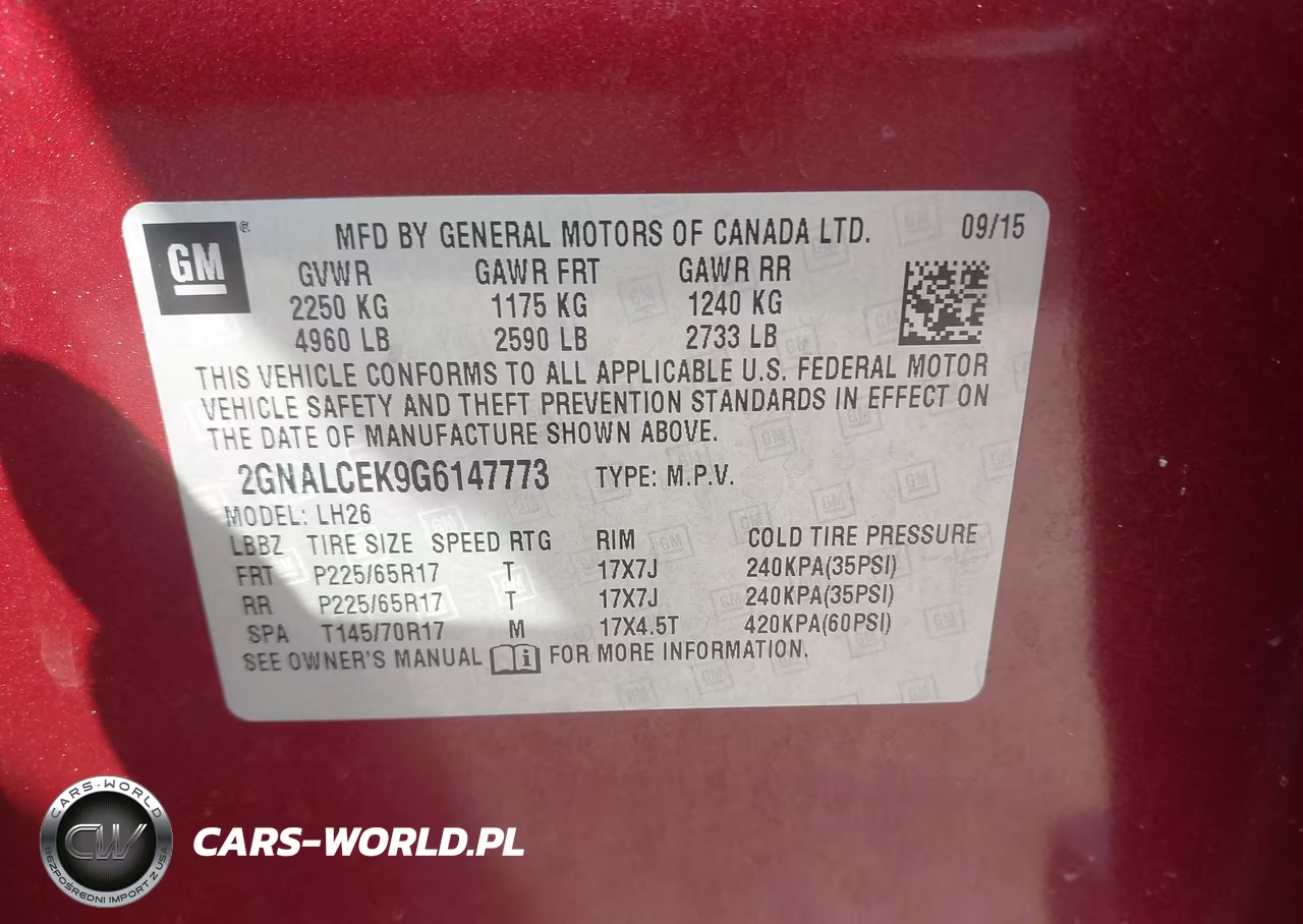 2016 Chevrolet Equinox Lt VIN:2GNALCEK9G6147773 - 9