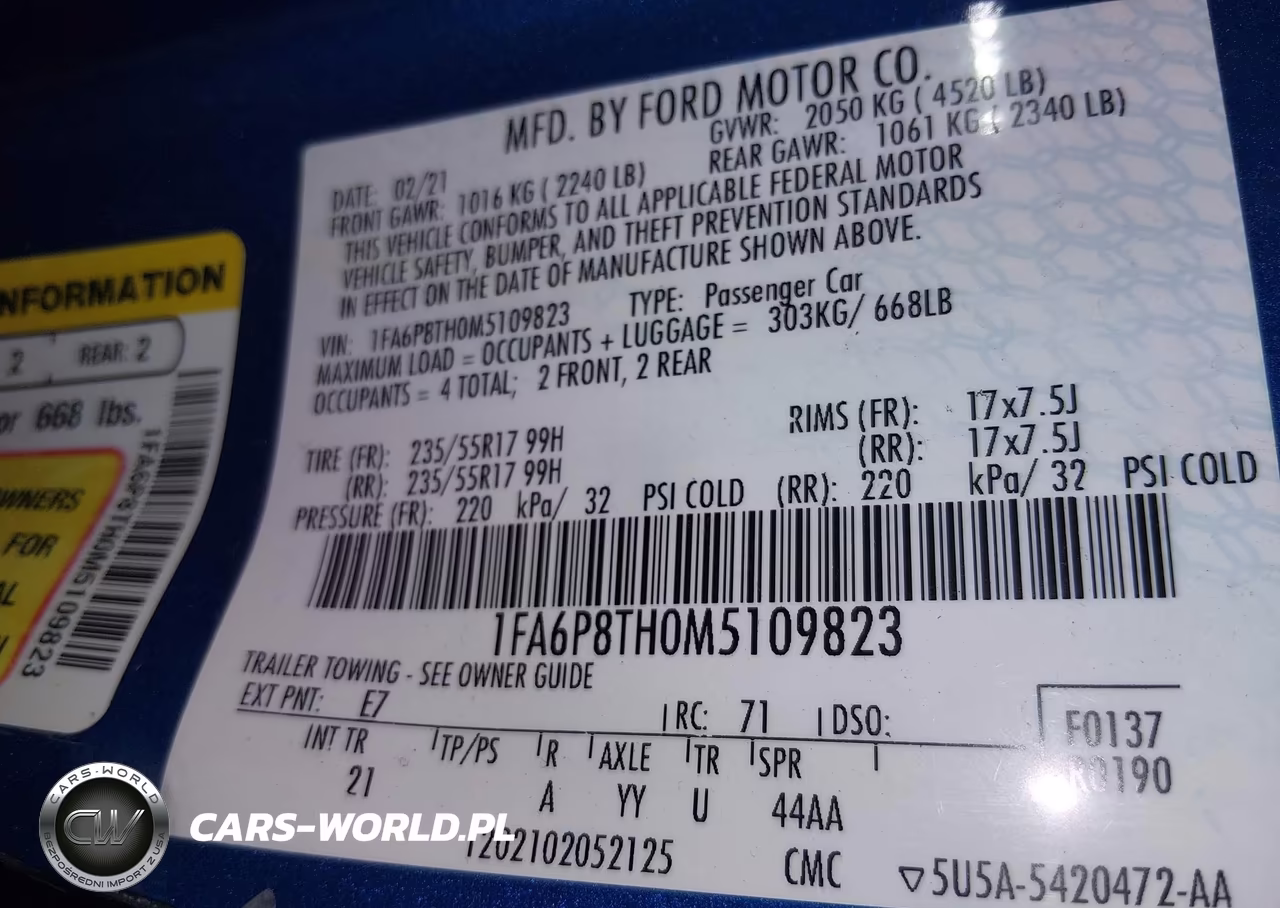 2021 Ford Mustang Ecoboost Fastback VIN:1FA6P8TH0M5109823 - 9
