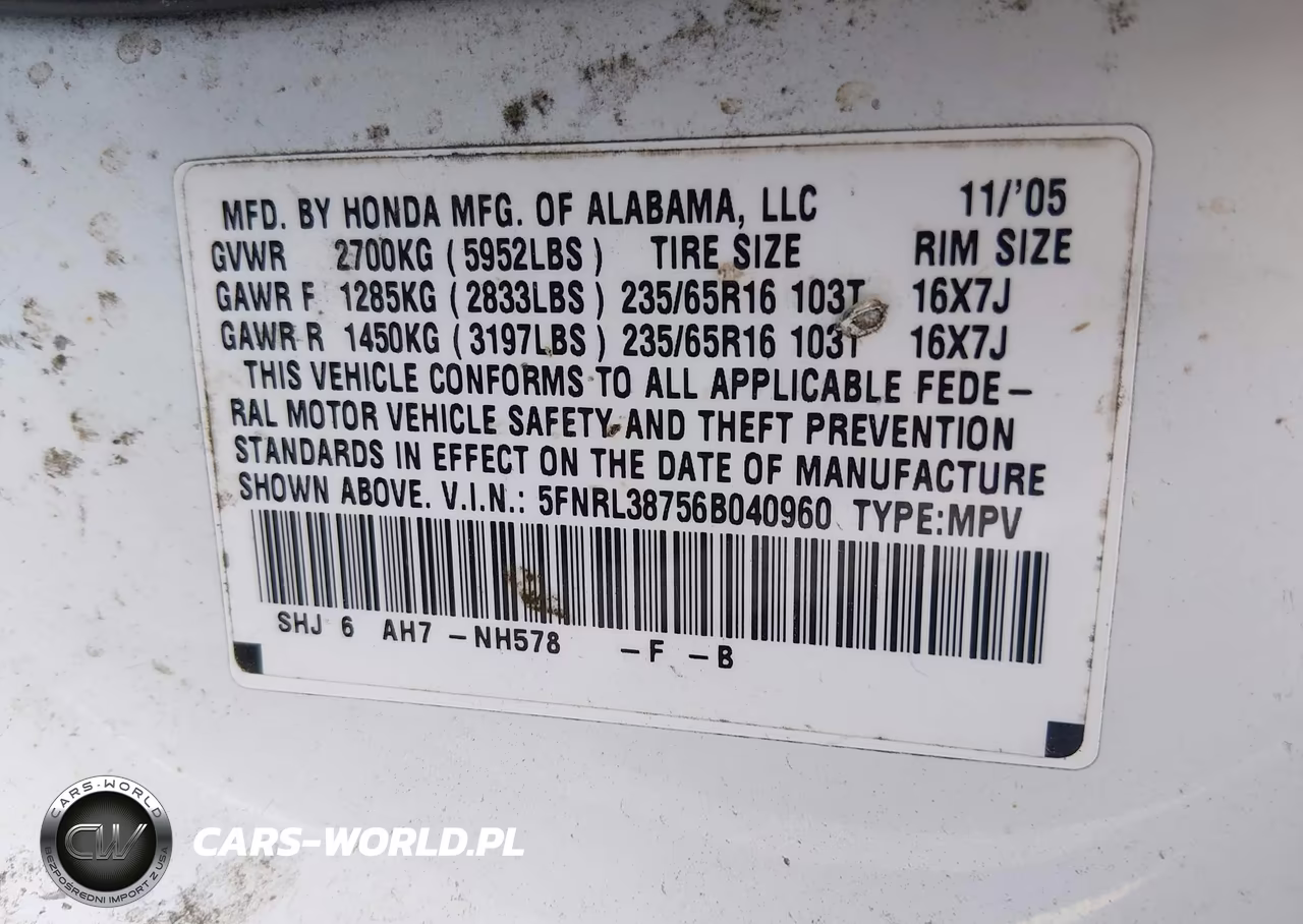 2006 Honda Odyssey Ex-L VIN:5FNRL38756B040960 - 9