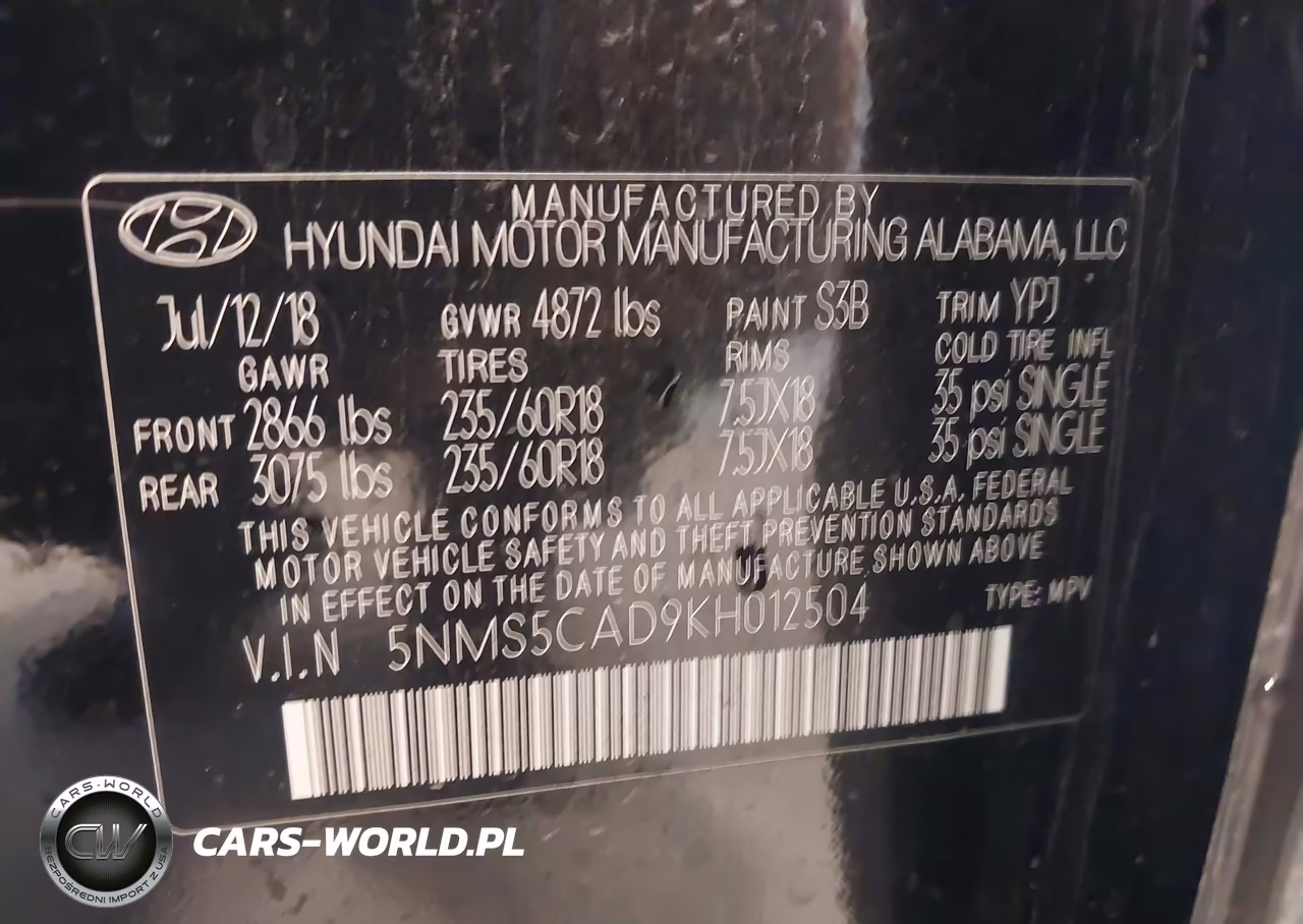 2019 Hyundai Santa Fe Limited VIN:5NMS5CAD9KH012504 - 9