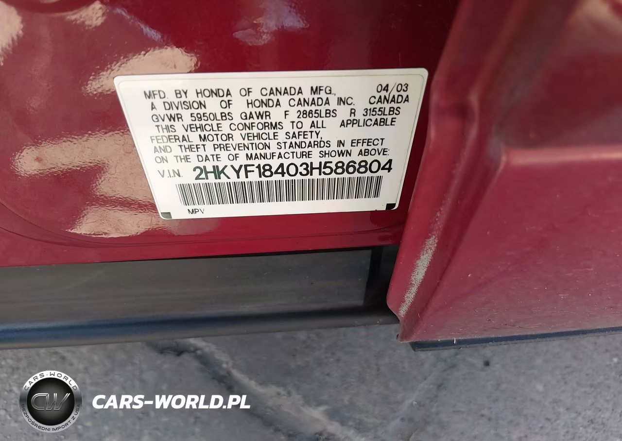 2003 Honda Pilot Ex VIN:2HKYF18403H586804 - 9