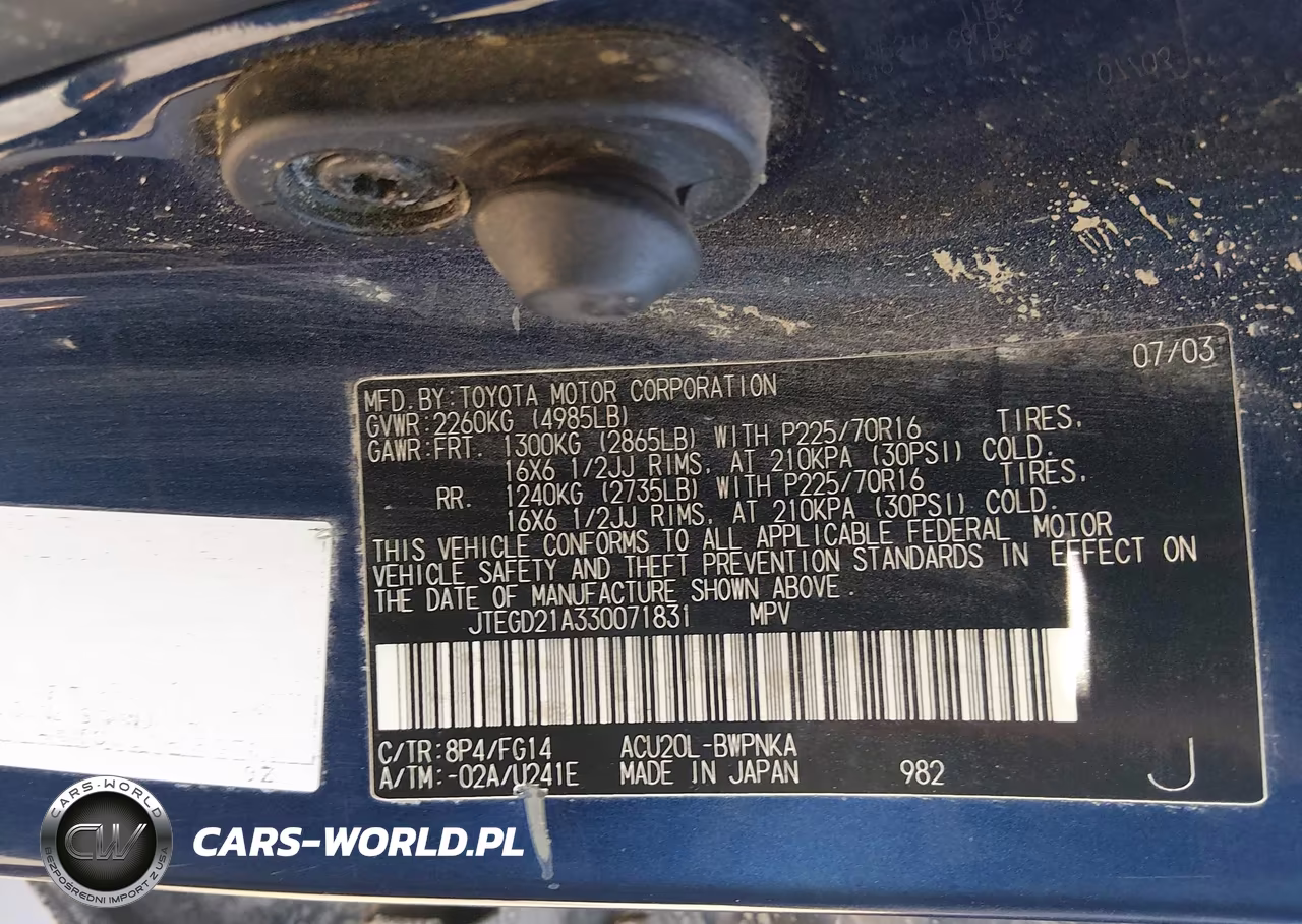 2003 Toyota Highlander VIN:JTEGD21A330071831 - 9