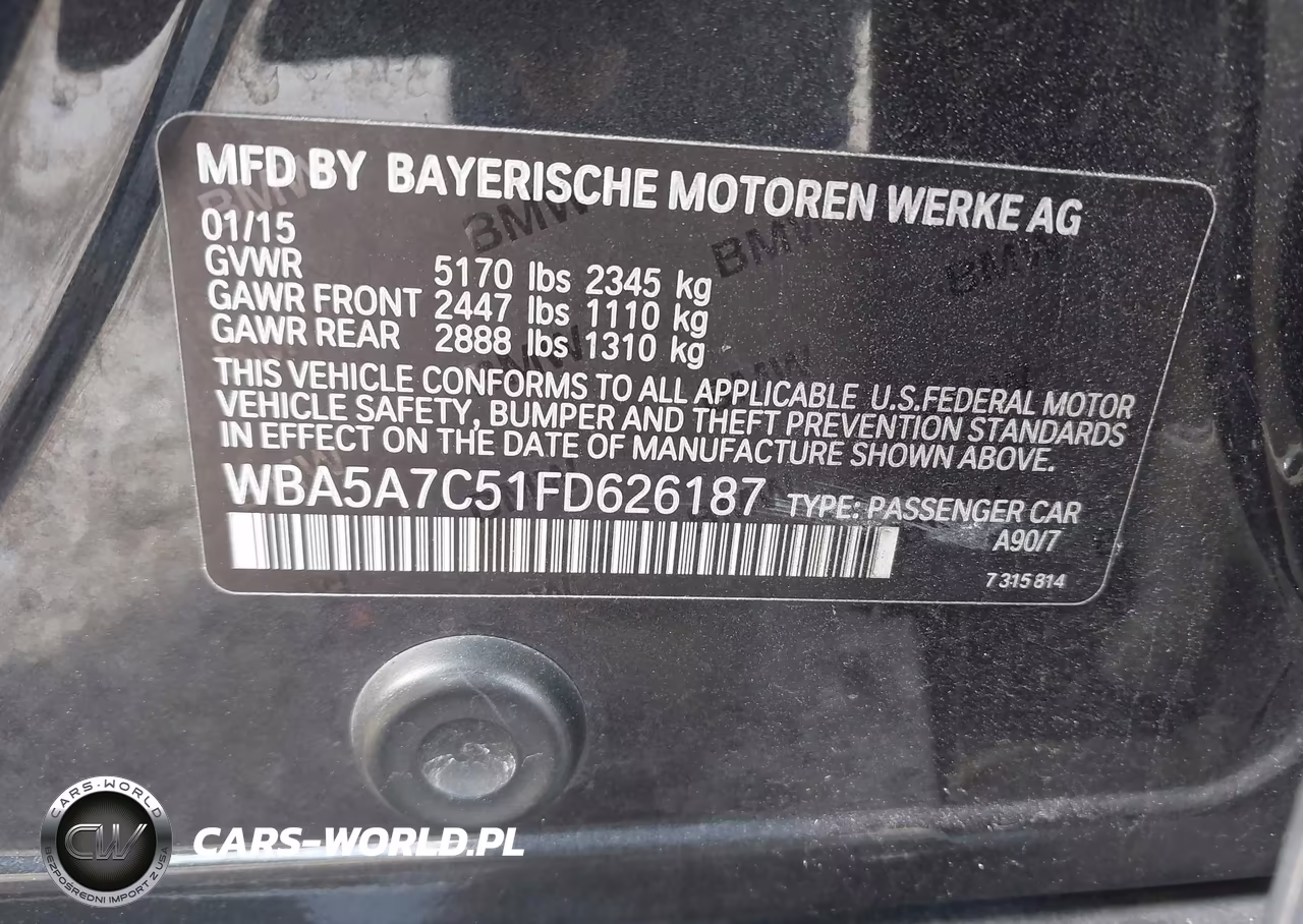 2015 BMW 528I xDrive VIN:WBA5A7C51FD626187 - 9