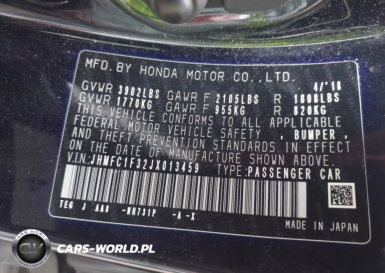 2018 Honda Civic Ex-T VIN:JHMFC1F32JX013459 - 9