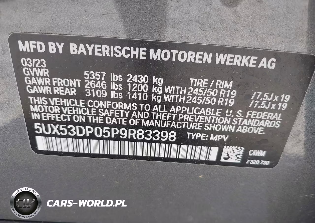 2023 BMW X3 xDrive30I VIN:5UX53DP05P9R83398 - 9