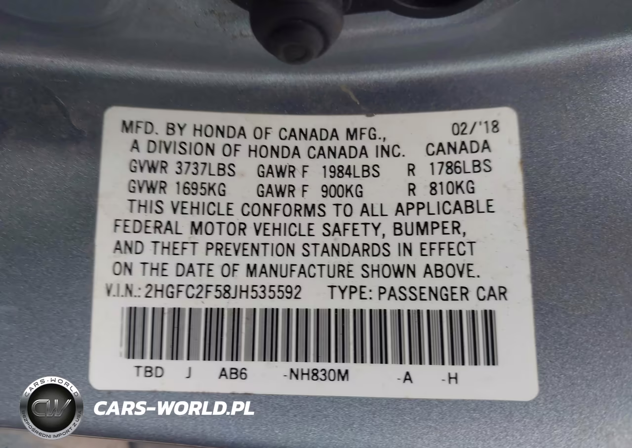 2018 Honda Civic Lx VIN:2HGFC2F58JH535592 - 9