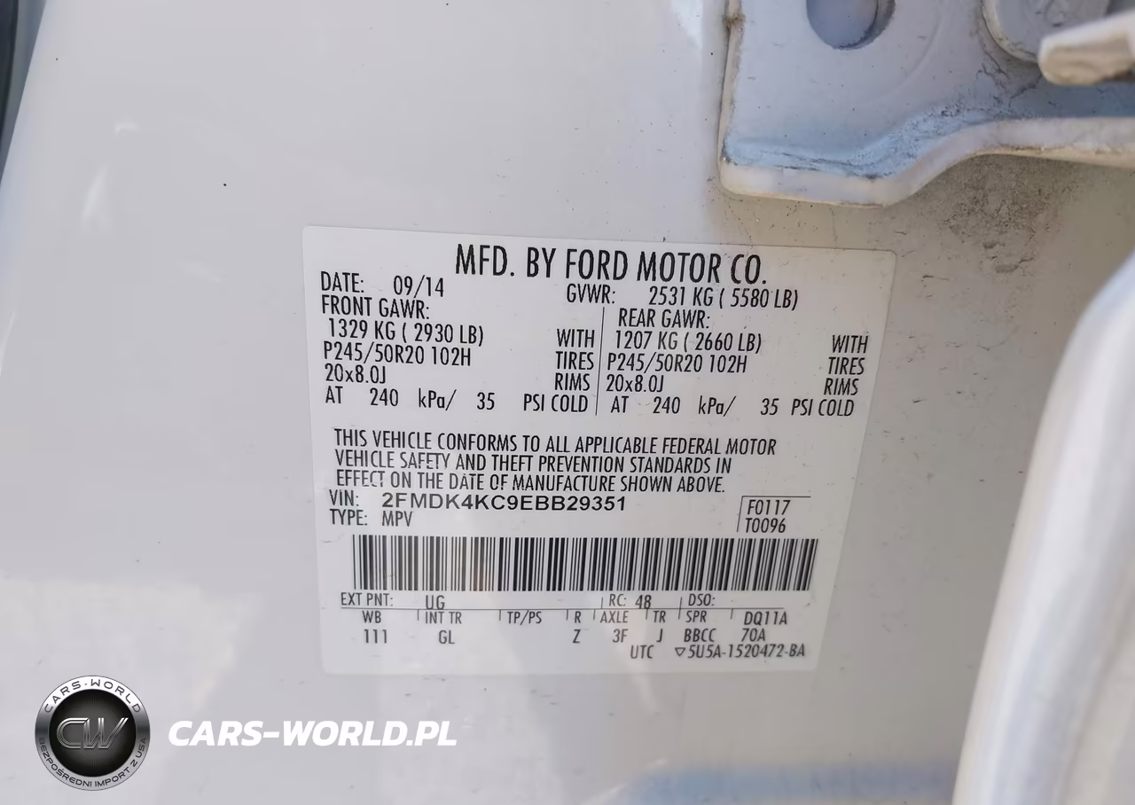 2014 Ford Edge Limited VIN:2FMDK4KC9EBB29351 - 9