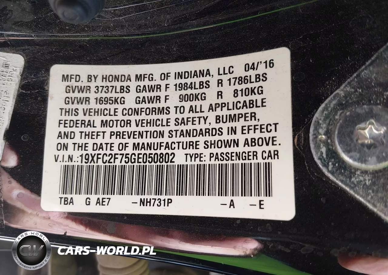 2016 Honda Civic Ex VIN:19XFC2F75GE050802 - 9