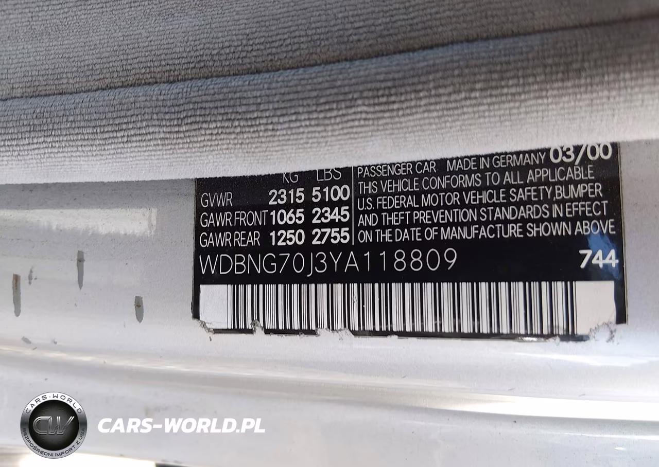 2000 Mercedes-Benz S 430 VIN:WDBNG70J3YA118809 - 9