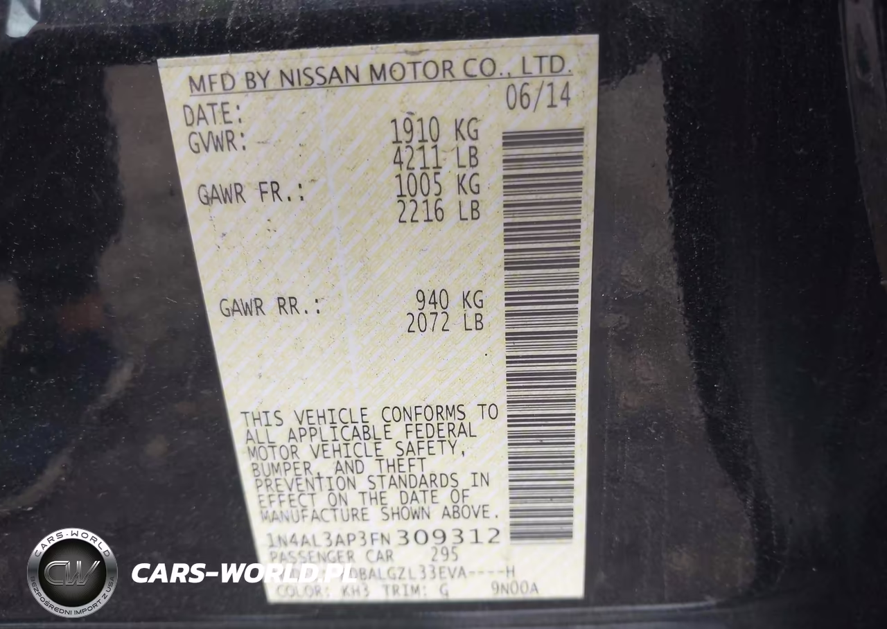 2015 Nissan Altima 2.5 S VIN:1N4AL3AP3FN309312 - 9