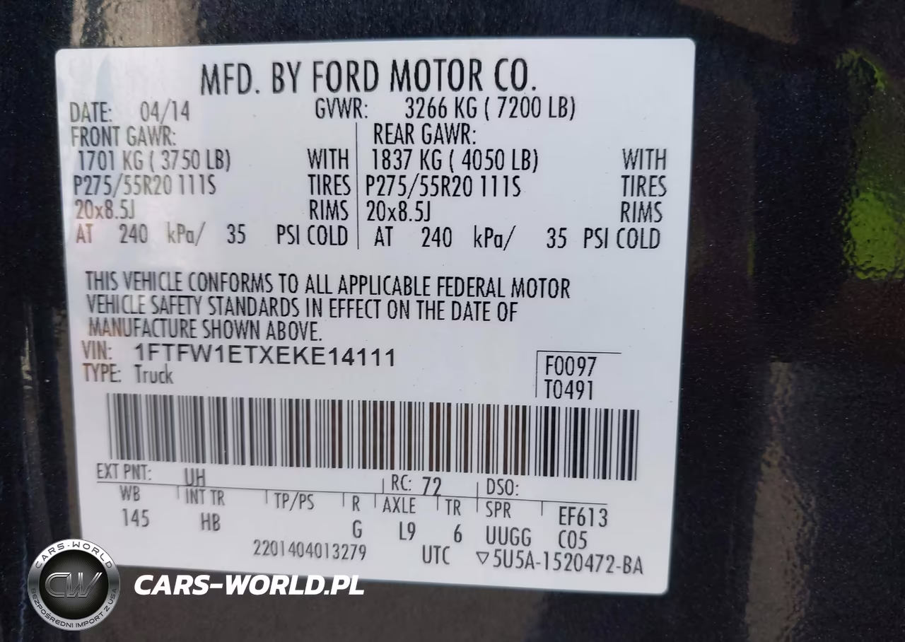 2014 Ford F-150 Lariat VIN:1FTFW1ETXEKE14111 - 9