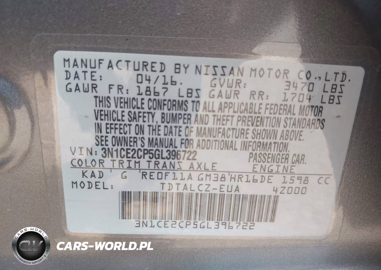 2016 Nissan Versa Note S Plus VIN:3N1CE2CP5GL396722 - 9
