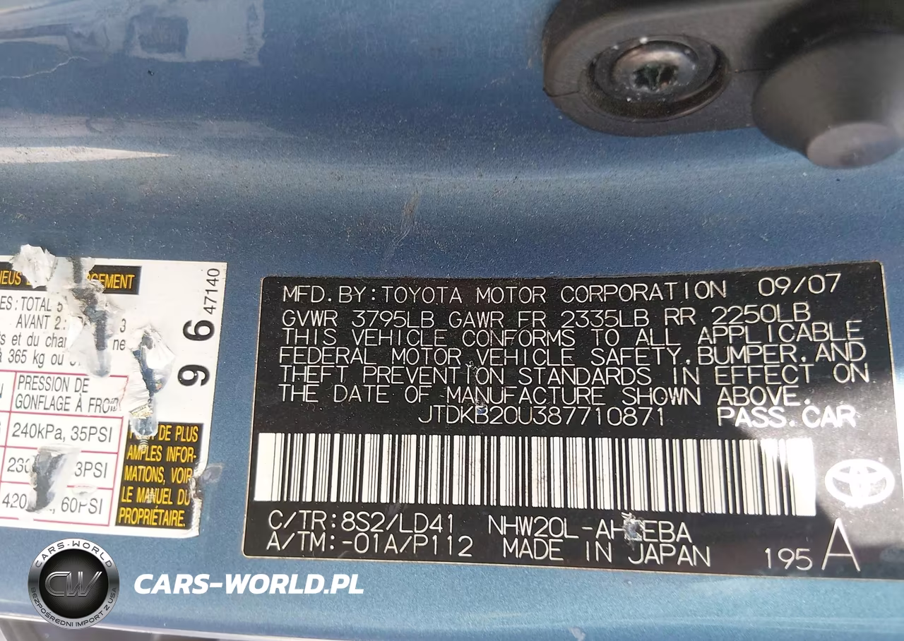 2008 Toyota Prius Touring VIN:JTDKB20U387710871 - 9