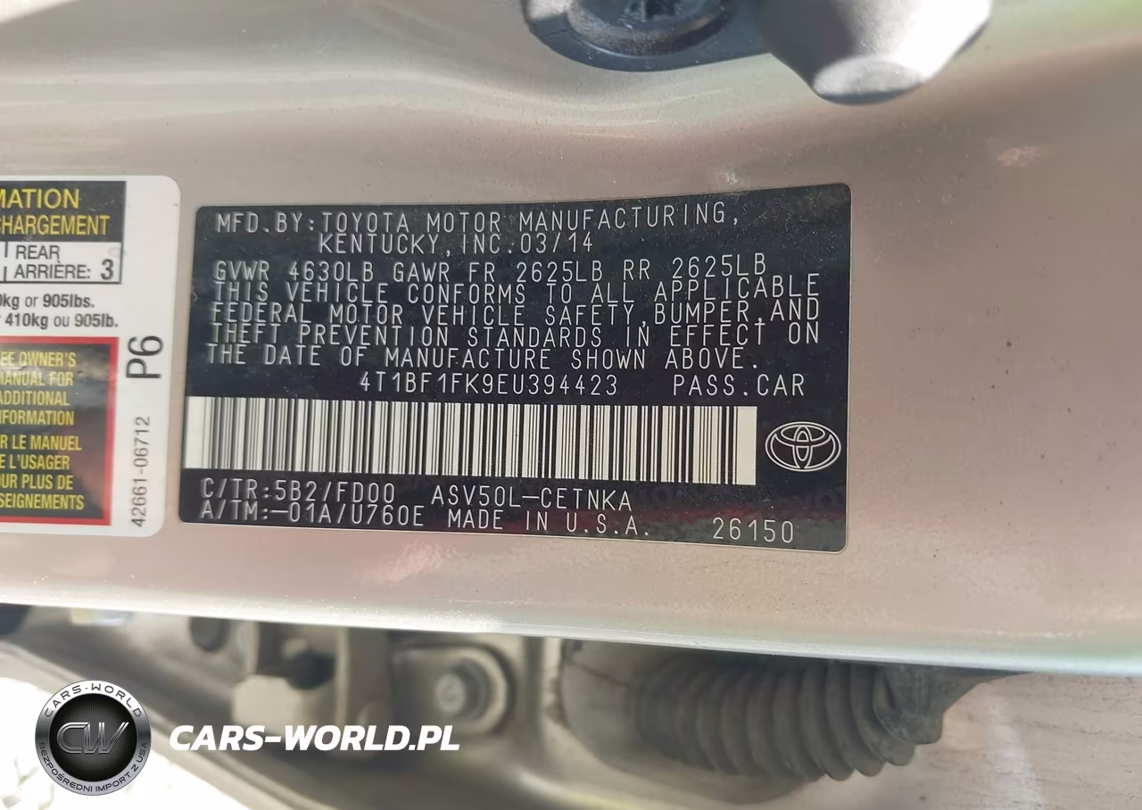 2014 Toyota Camry Le VIN:4T1BF1FK9EU394423 - 9