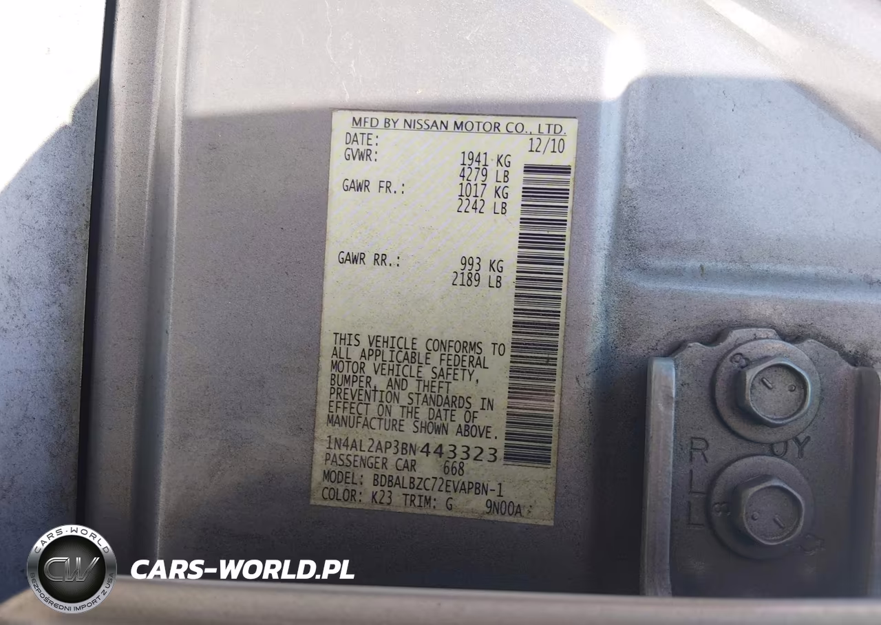 2011 Nissan Altima 2.5 S VIN:1N4AL2AP3BN443323 - 9
