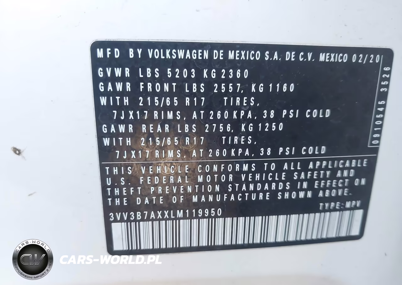 2020 Volkswagen Tiguan 2.0T Se-2.0T Se R-Line Black-2.0T Sel VIN:3VV3B7AXXLM119950 - 9