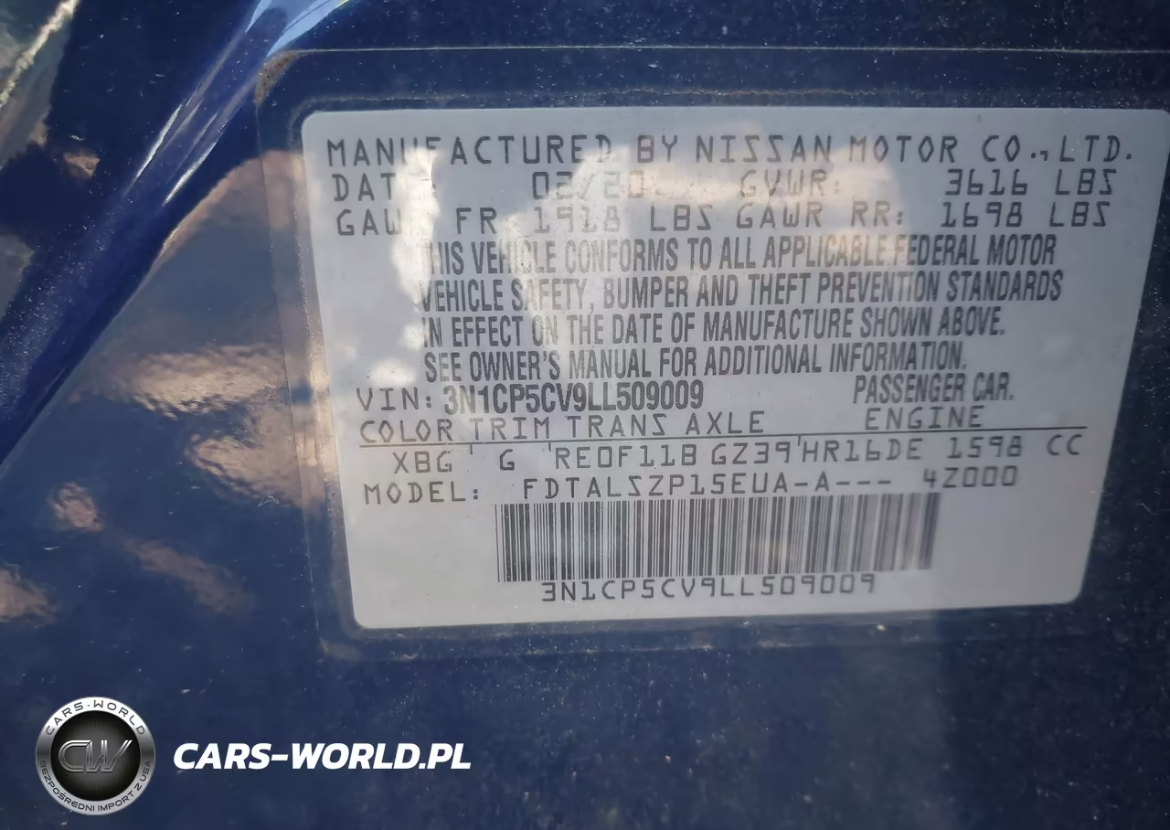 2020 Nissan Kicks Sv Xtronic Cvt VIN:3N1CP5CV9LL509009 - 9