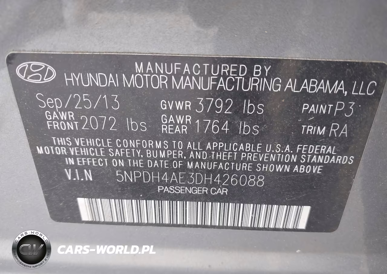 2013 Hyundai Elantra Gls VIN:5NPDH4AE3DH426088 - 9