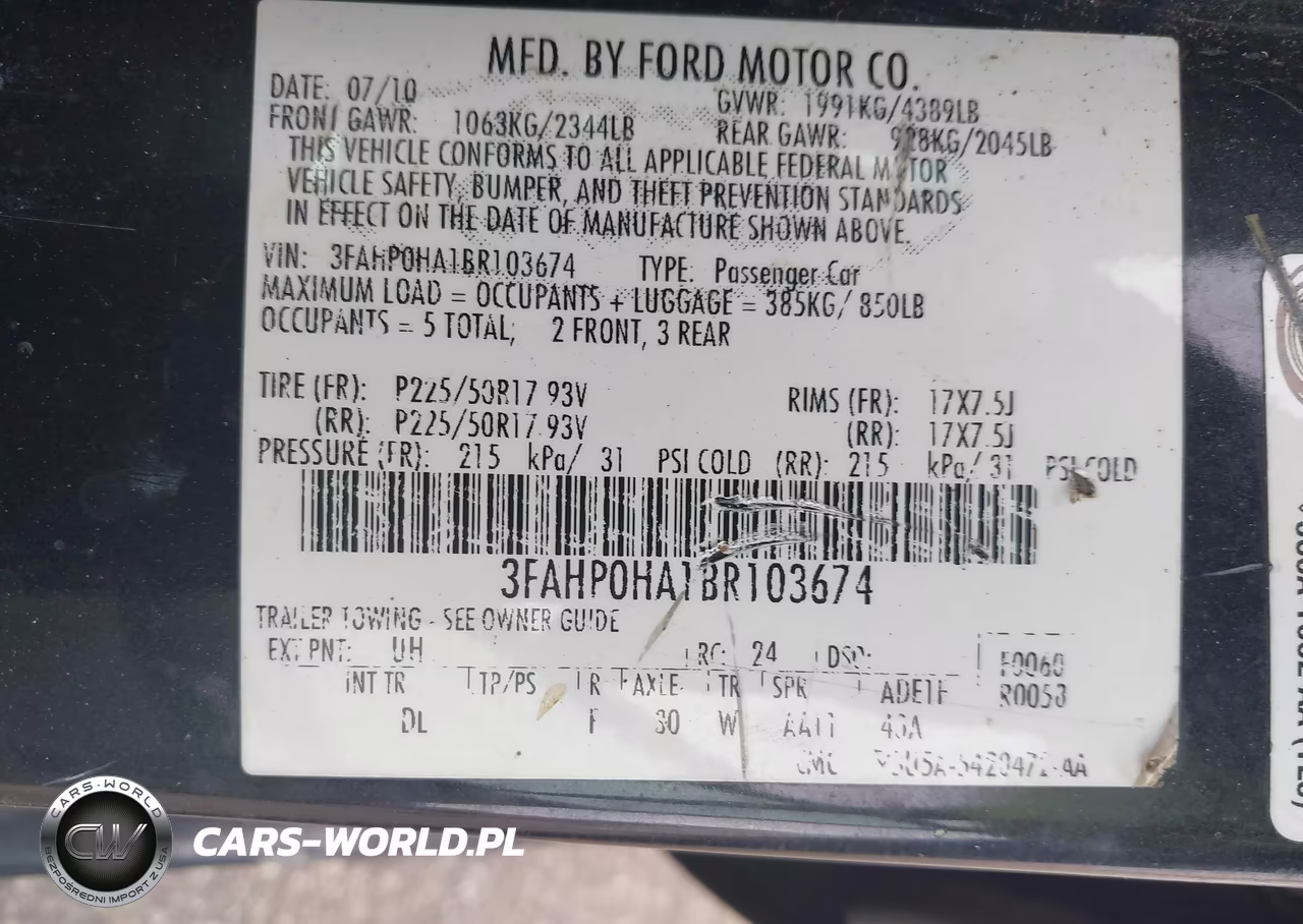 2011 Ford Fusion Se VIN:3FAHP0HA1BR103674 - 9