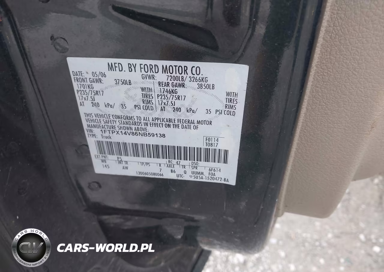 2006 Ford F-150 Fx4-Lariat-Xl-Xlt VIN:1FTPX14V86NB59138 - 9