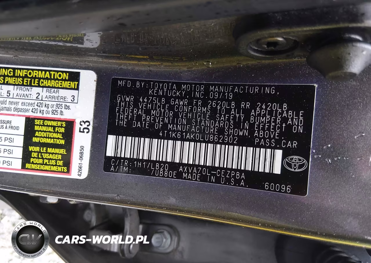 2020 Toyota Camry Xse VIN:4T1K61AK0LU862902 - 9