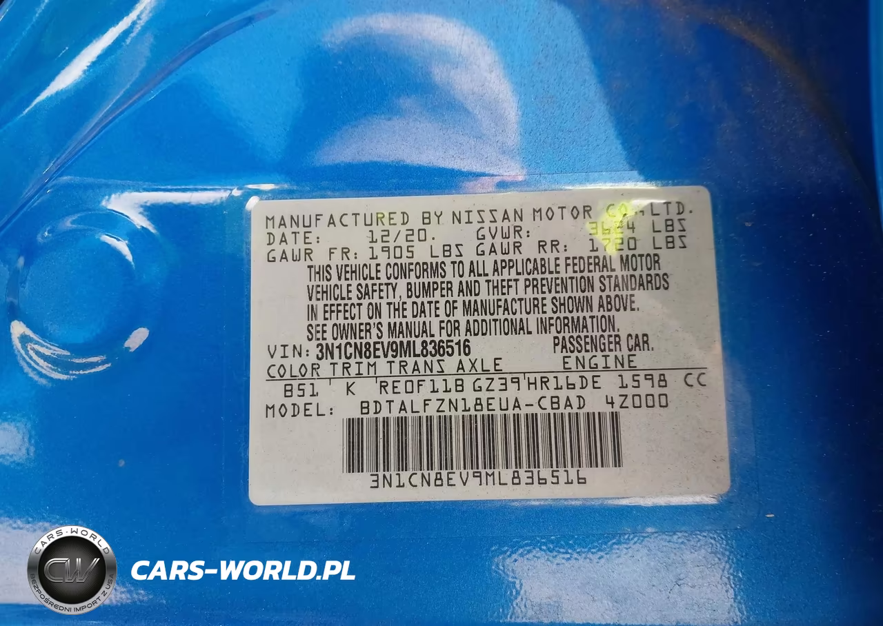 2021 Nissan Versa Sv VIN:3N1CN8EV9ML836516 - 9