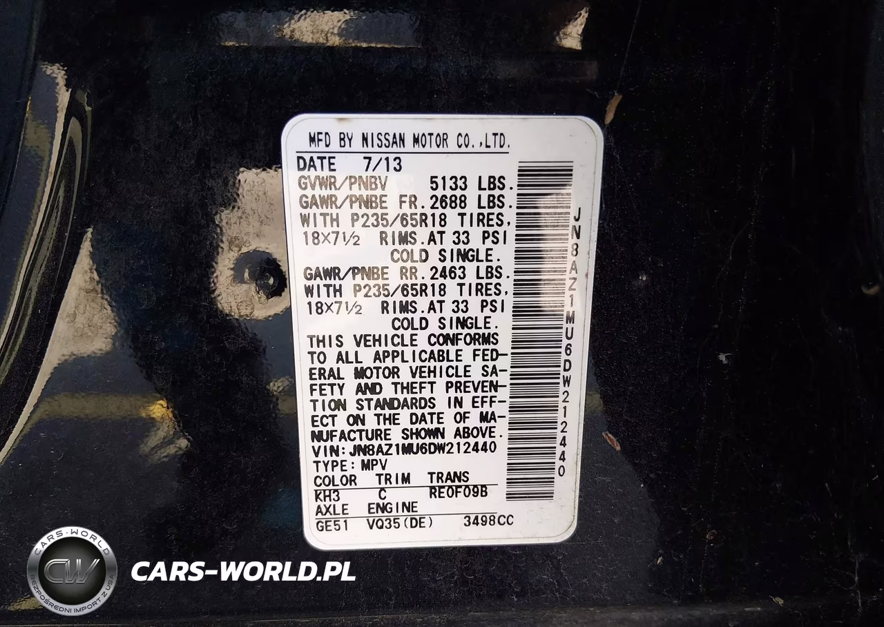 2013 NISSAN MURANO S VIN:JN8AZ1MU6DW212440 - 9