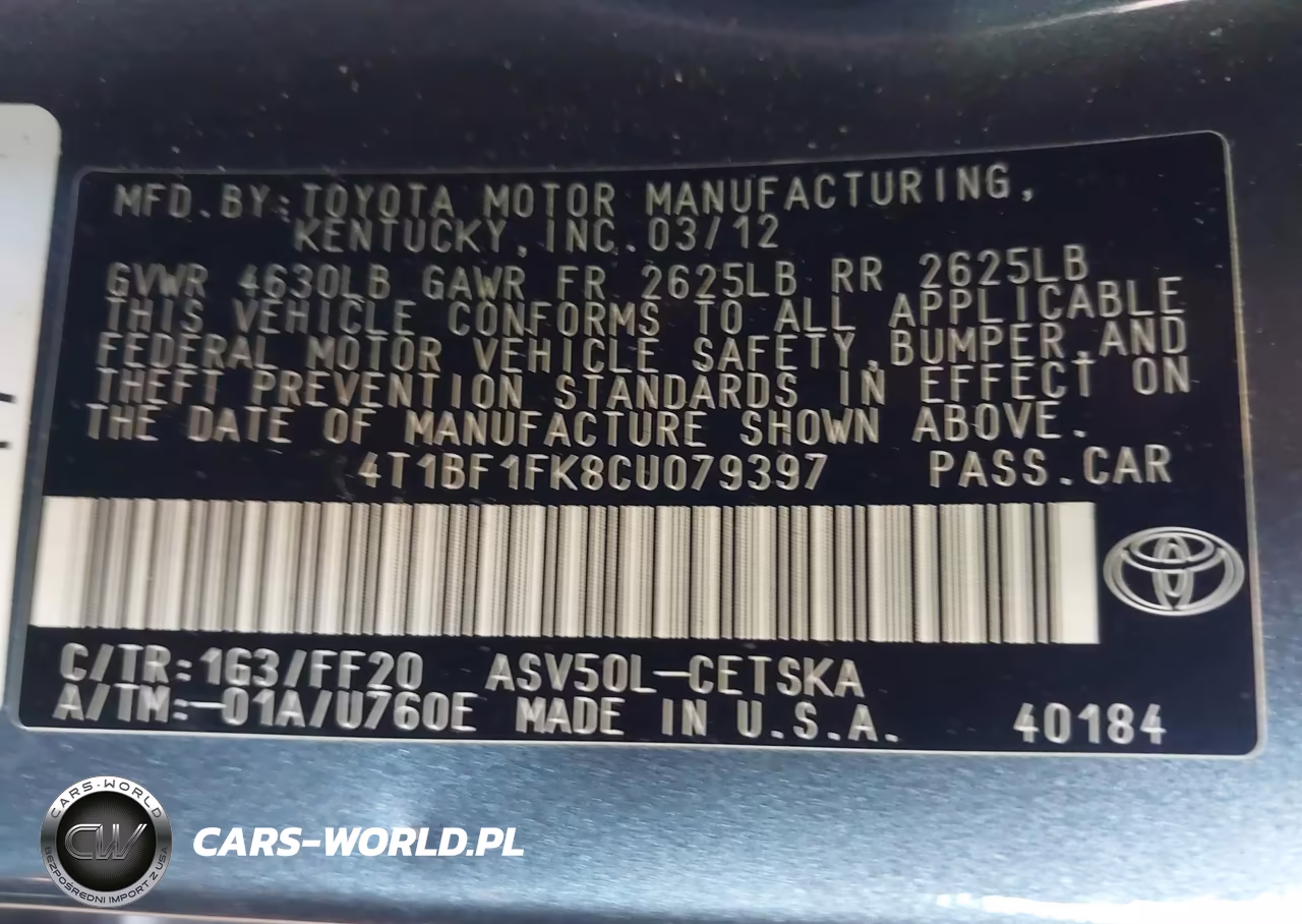 2012 Toyota Camry Se VIN:4T1BF1FK8CU079397 - 9