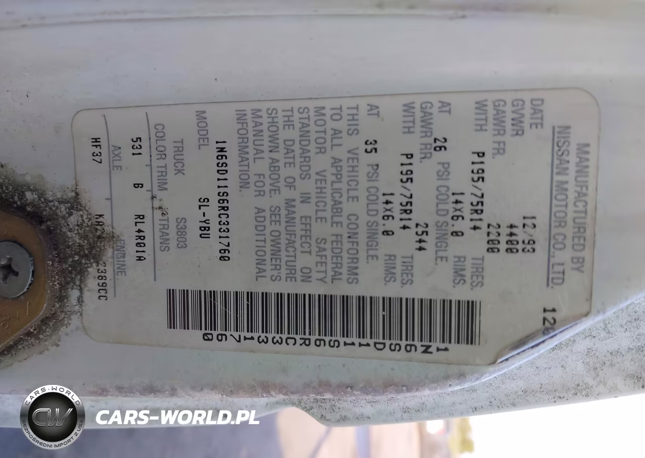 1994 Nissan Truck Xe VIN:1N6SD11S6RC331760 - 9