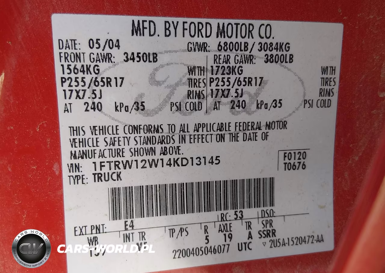 2004 Ford F-150 Xlt VIN:1FTRW12W14KD13145 - 9