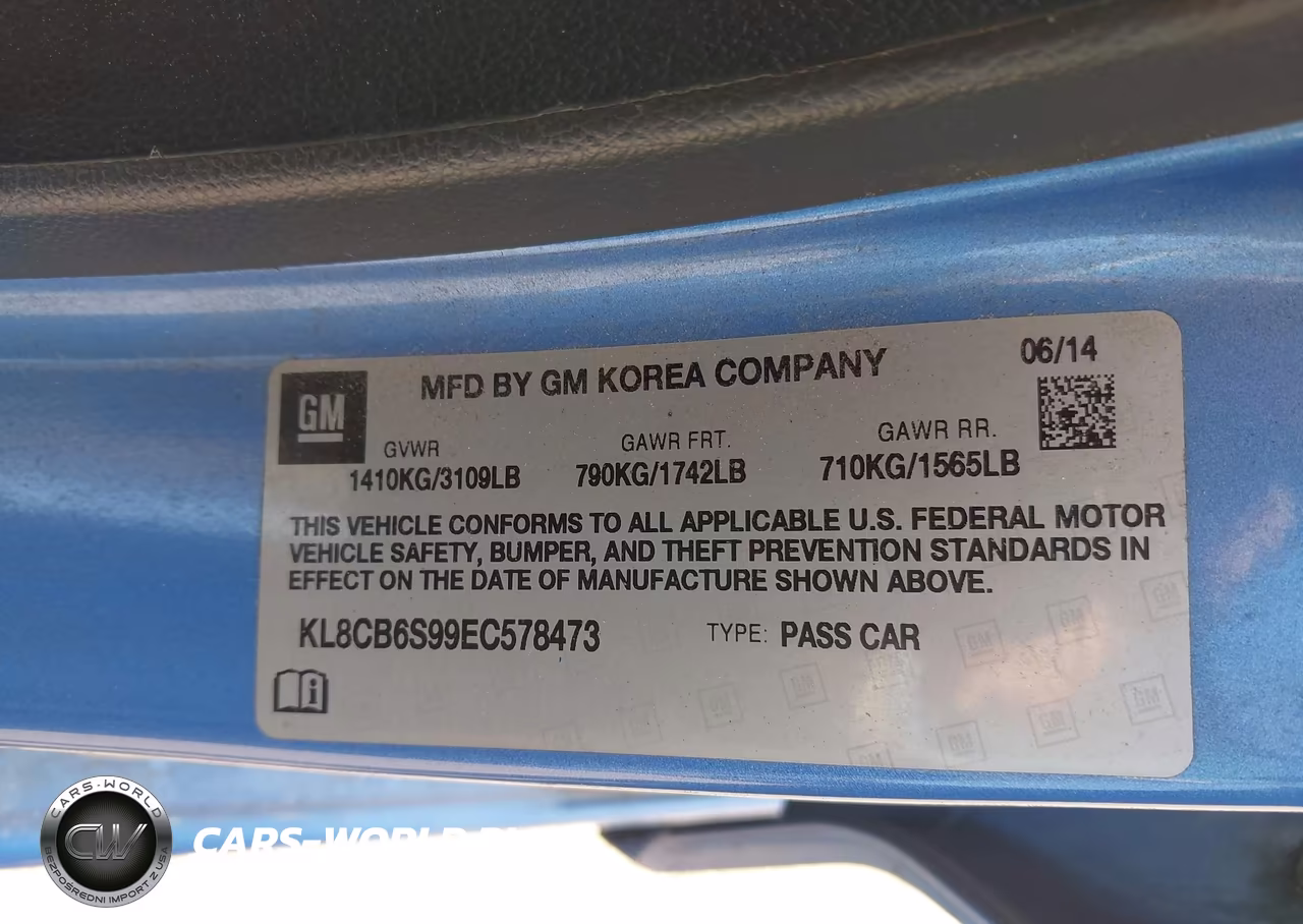 2014 Chevrolet Spark Ls Auto VIN:KL8CB6S99EC578473 - 9